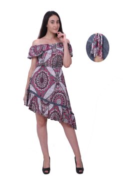 pamuklu krep baskılı elbise