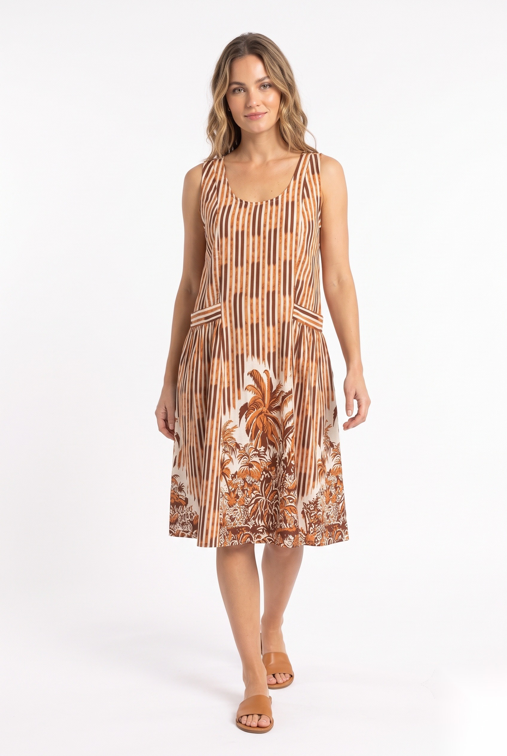 Cotton Crepe Printed Dresses worn by a model, KK Fashion Exports