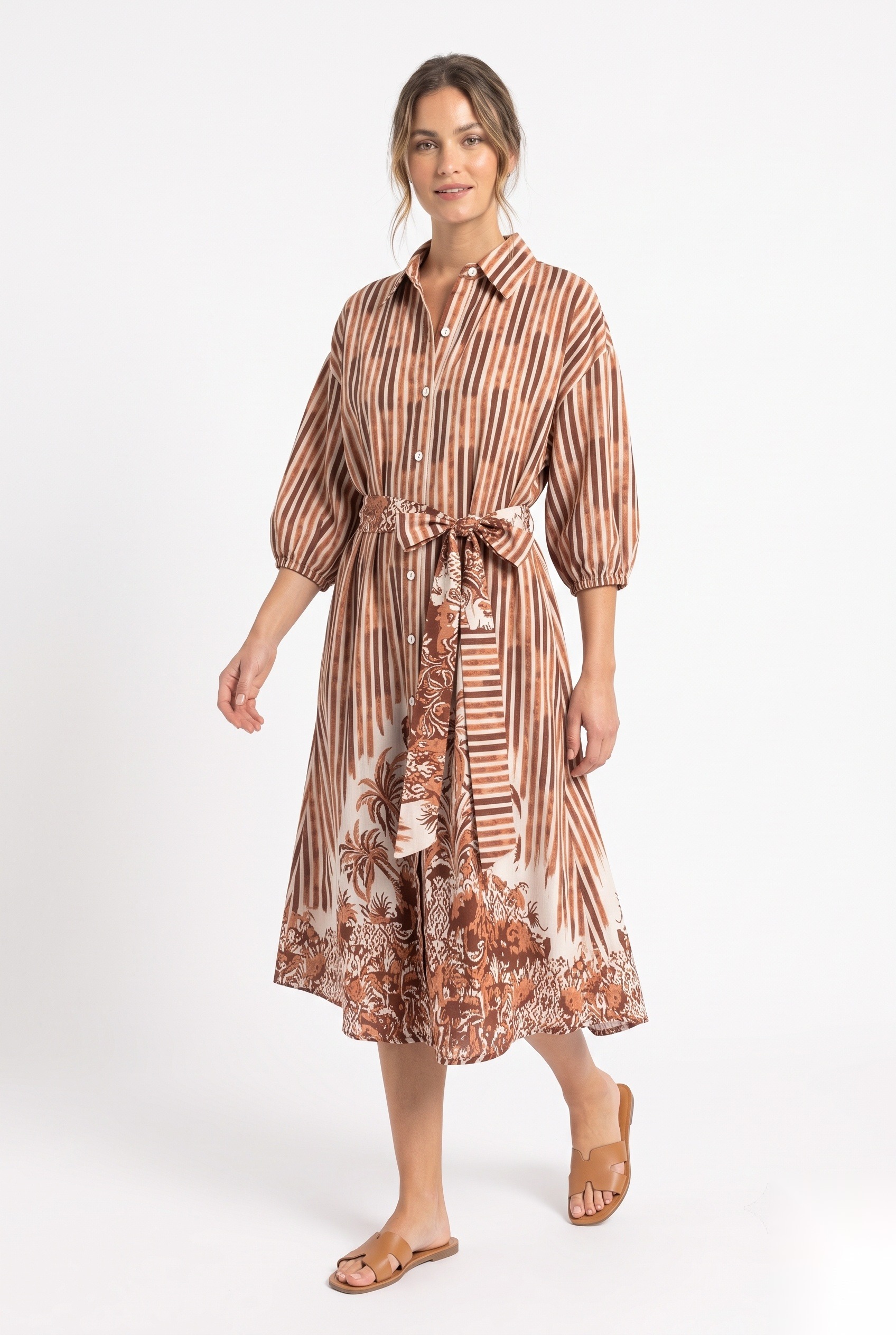 Cotton Crepe Printed Dresses worn by a model, KK Fashion Exports