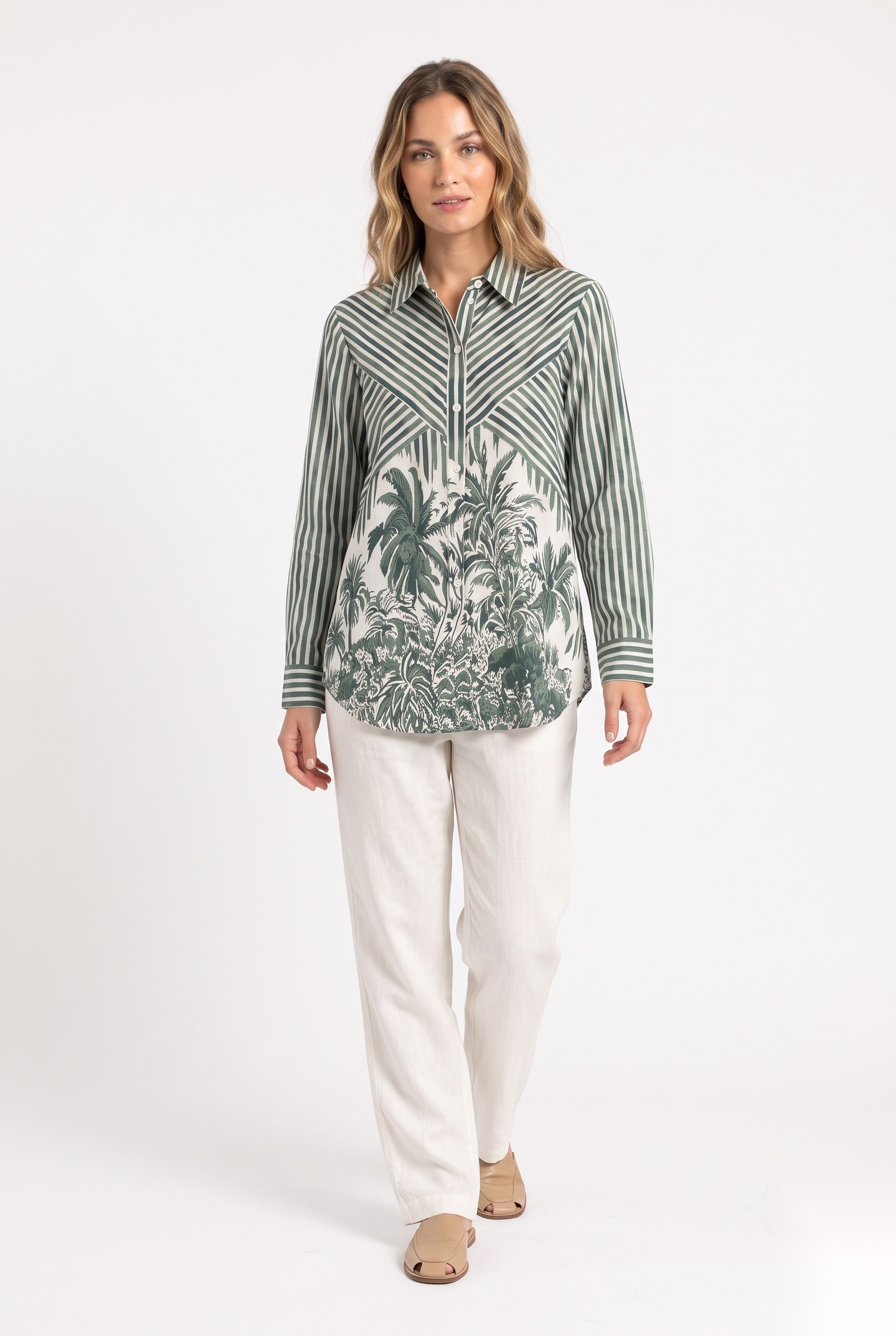 Cotton Crepe Printed Tops worn by a model, KK Fashion Exports