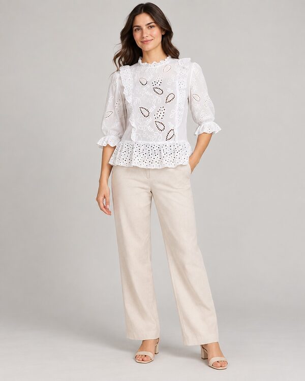 Cotton Net Tops worn by a model, KK Fashion Exports