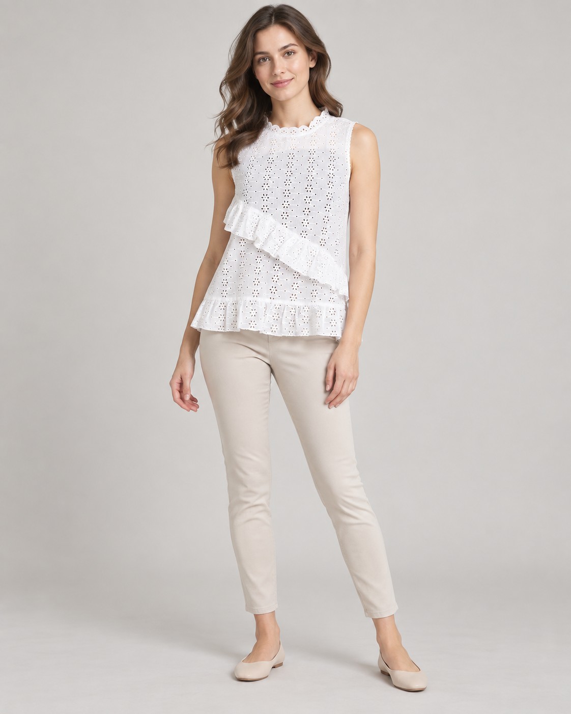 Cotton Net Tops worn by a model, KK Fashion Exports