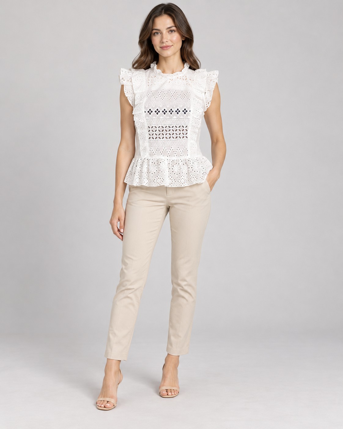 Cotton Net Tops worn by a model, KK Fashion Exports