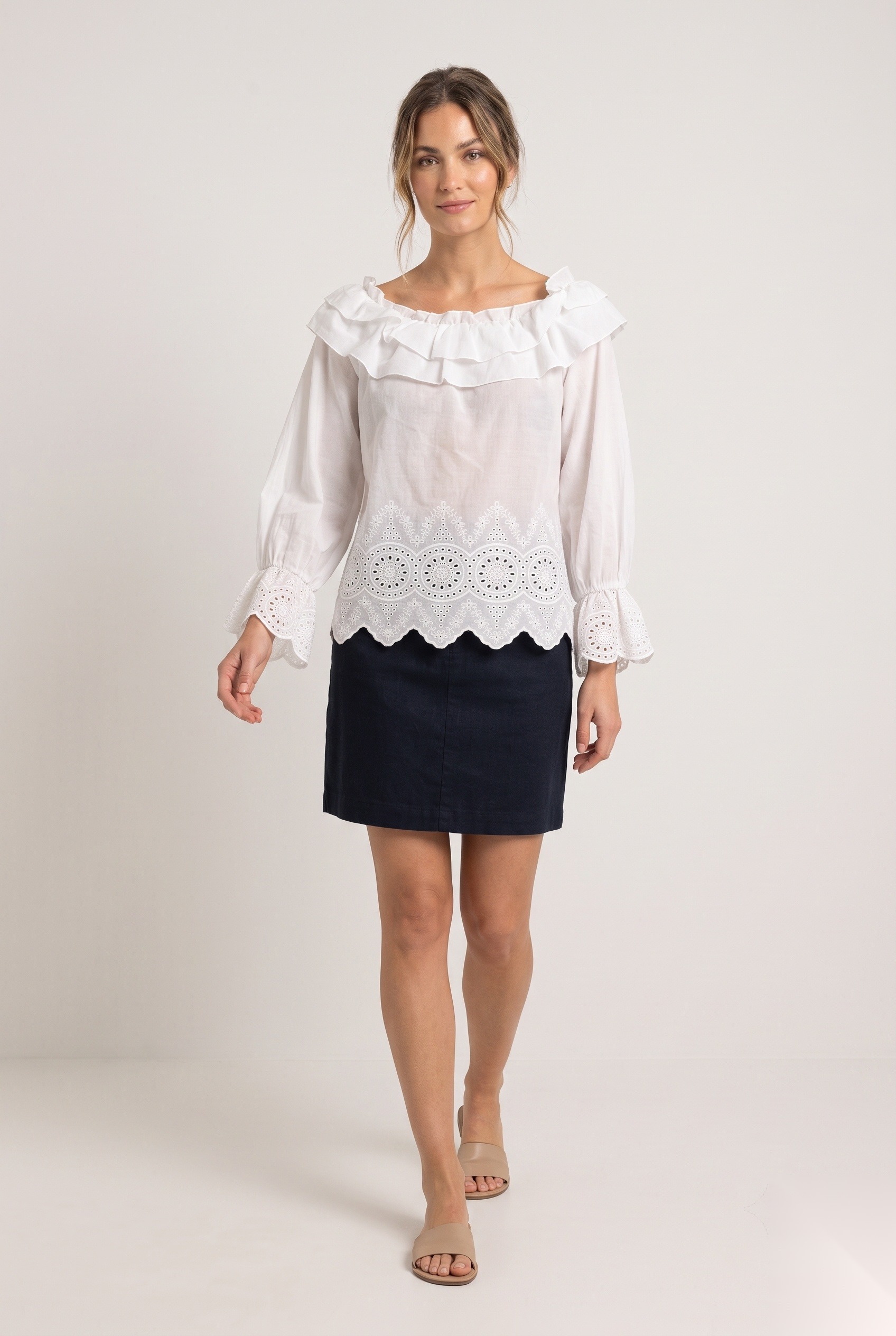 Cotton Net Tops worn by a model, KK Fashion Exports