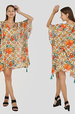 Cotton printed kaftan manufactured by KK Fashion Exports, style CP1730K, shown on model