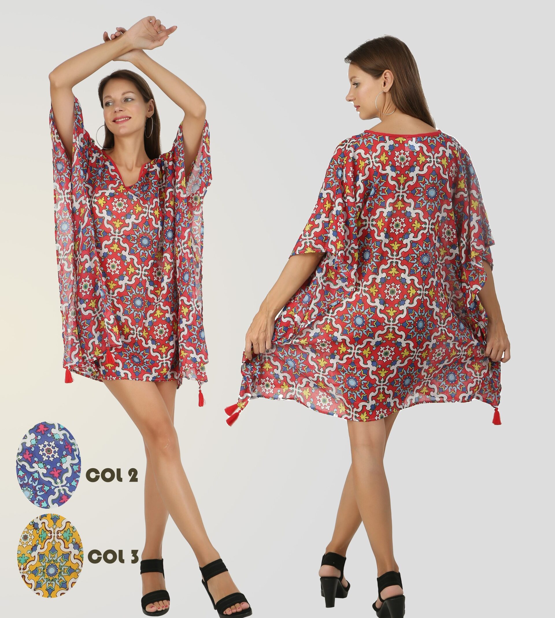 Cotton printed kaftan manufactured by KK Fashion Exports, style CP1771K, shown on model