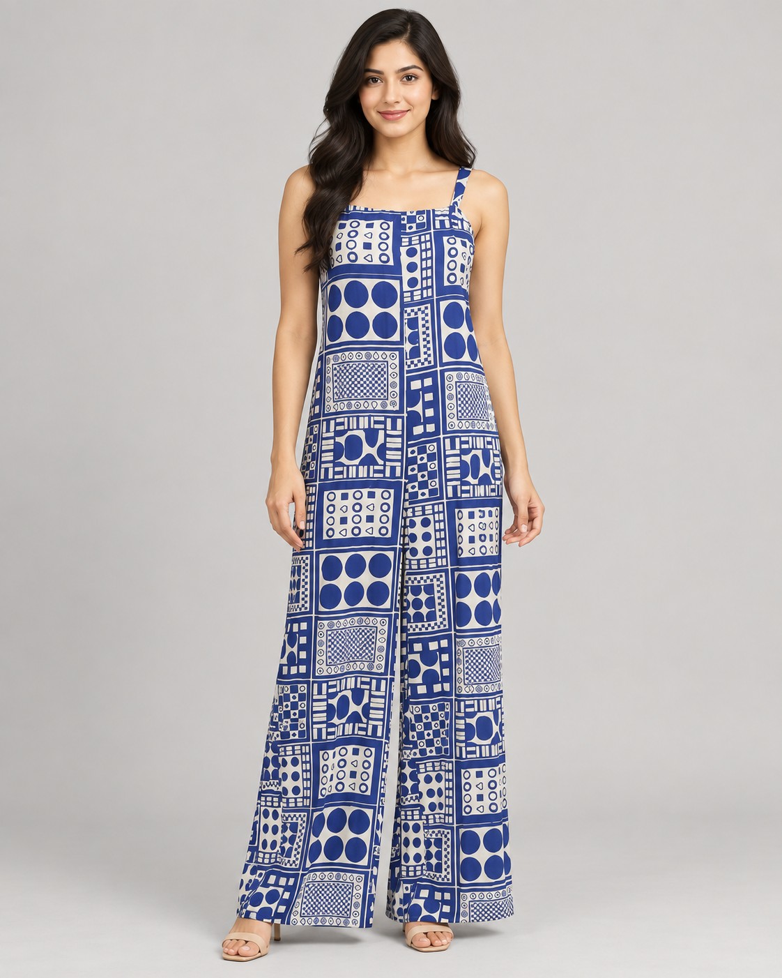 Polyester Georgette Jumpsuits worn by a model, KK Fashion Exports