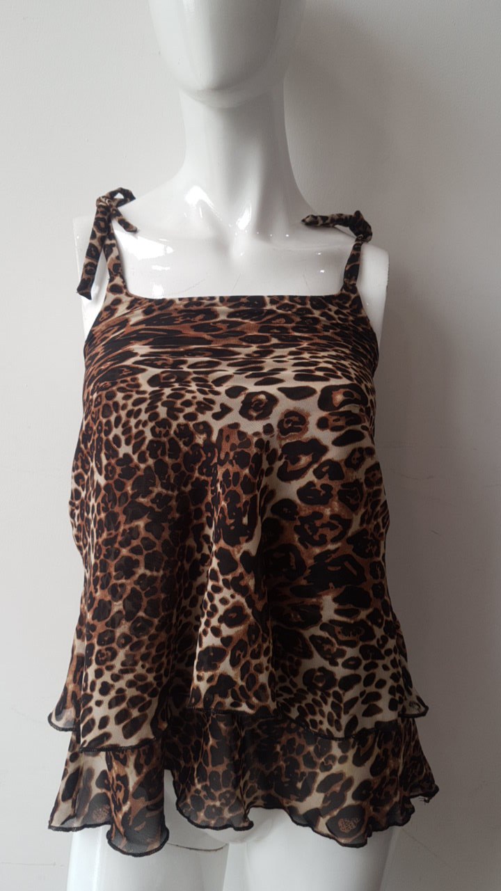 Leopardmönstrad topp i polyester med axelband
