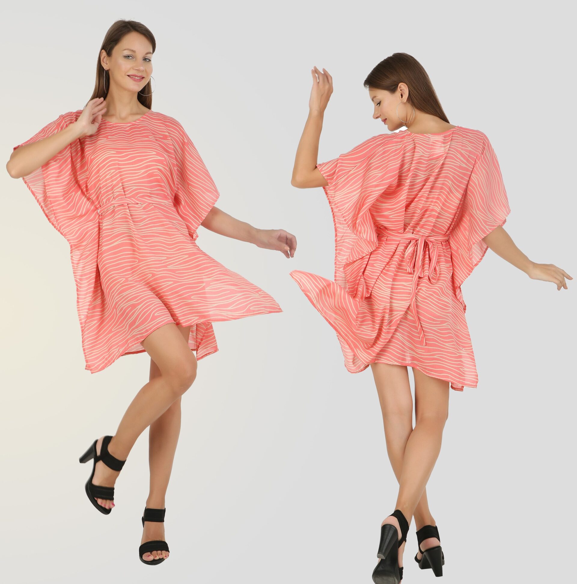 Polyester printed kaftan manufactured by KK Fashion Exports, style PP1774K, shown on model