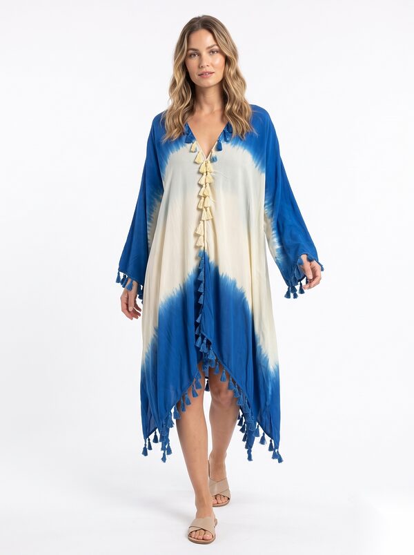 Viscose Kimono Dresses worn by a model, KK Fashion Exports