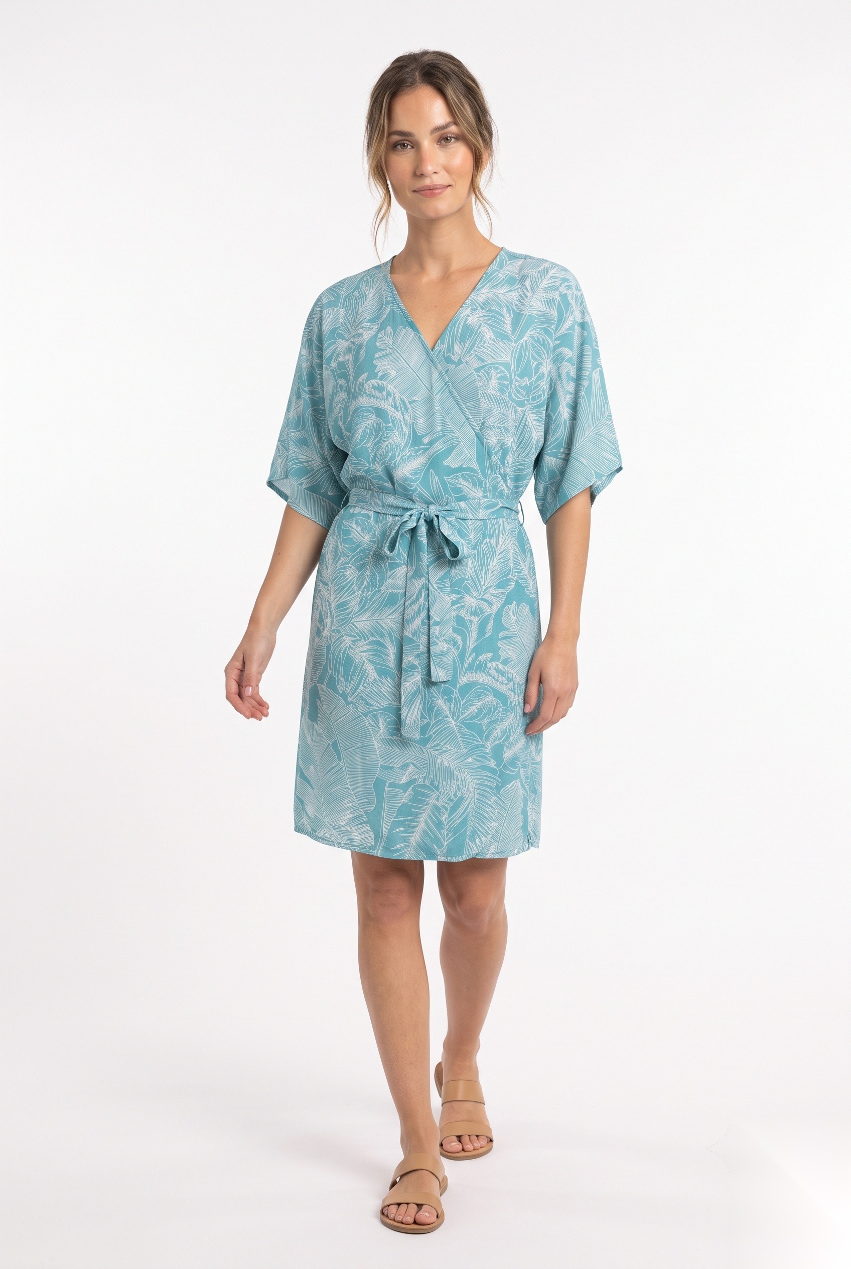 Viscose Kimono Dresses worn by a model, KK Fashion Exports