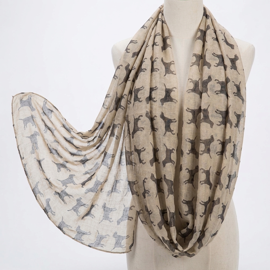 Custom Printed Animal Dog Print Viscose Scarves