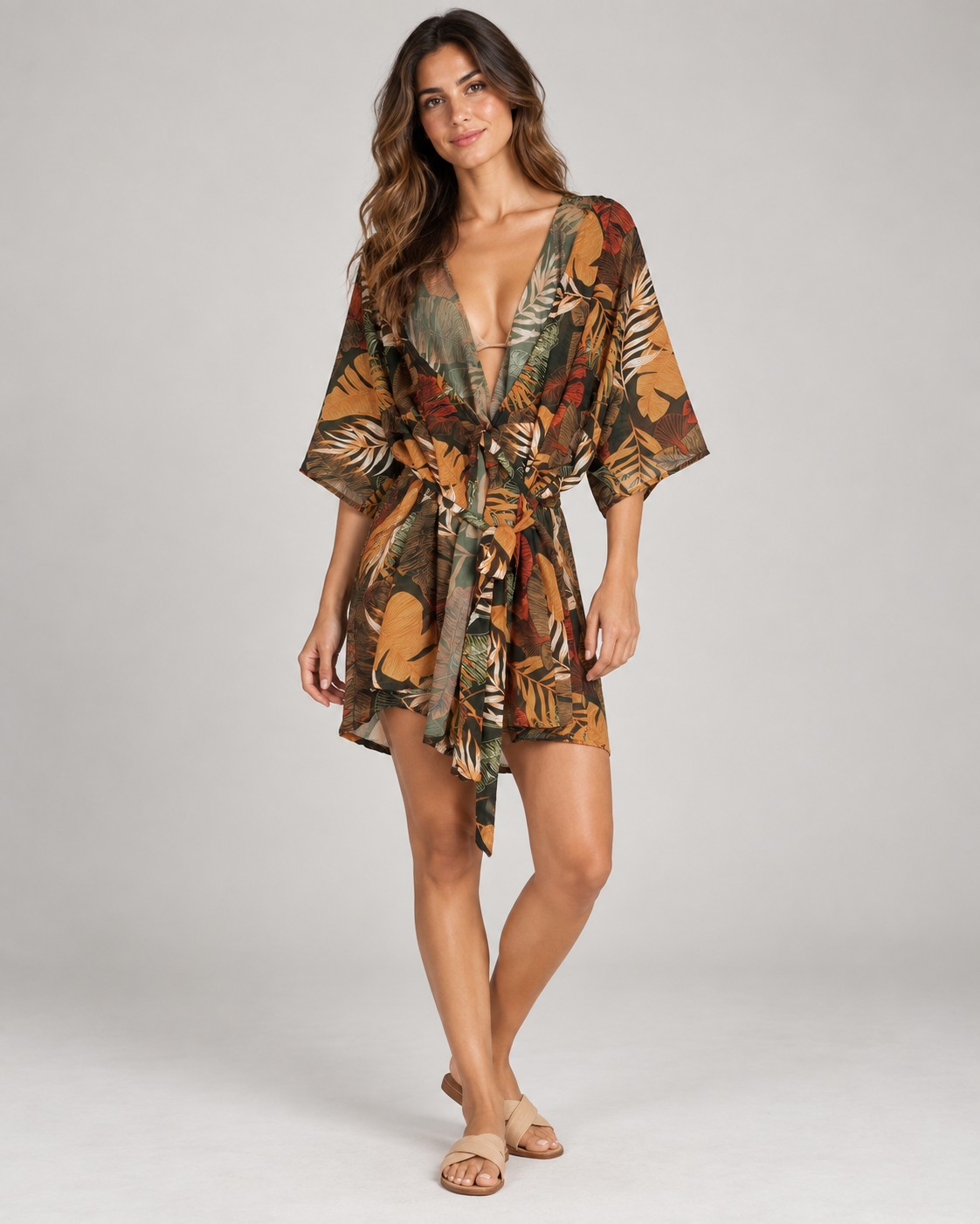 Digital Printed Silk Kaftan Tops worn by a model, KK Fashion Exports