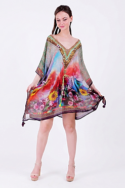 Digital Printed Silk Kaftan Tops