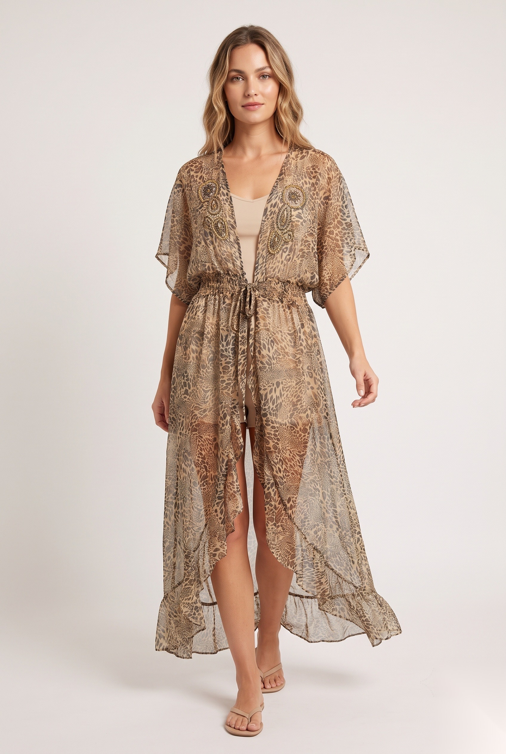 Floral Viscose Kimono Wraps worn by a model, KK Fashion Exports