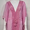 Pom Pom Trim Chiffon Kaftan Beach Dress