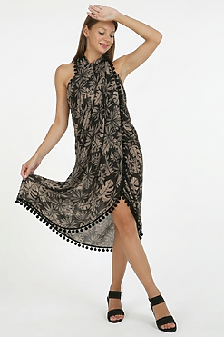 Pom-Tom Trim Viscose Beach Pareos
