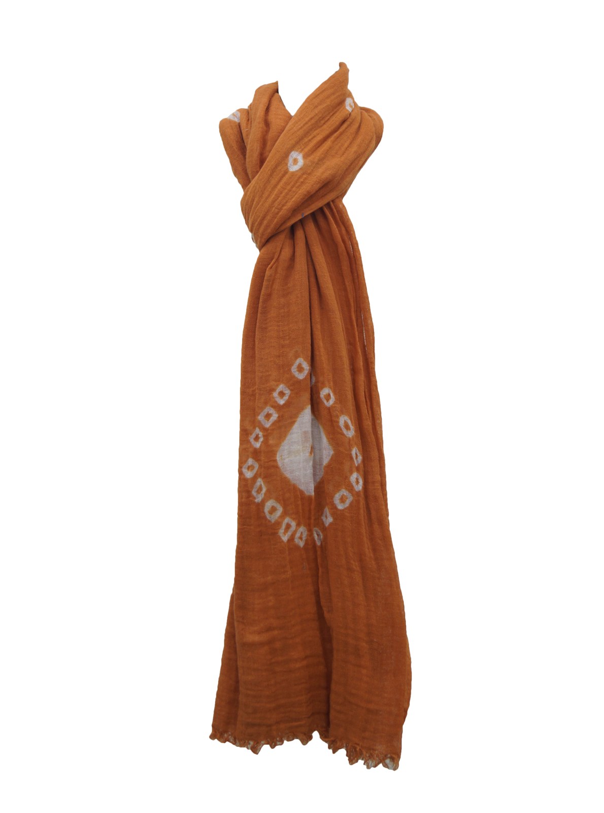 Rust shibori tie-dye cotton scarf