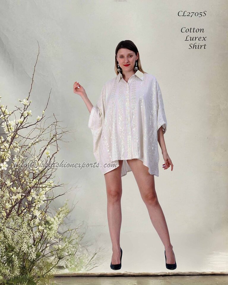 Oversized cotton lurex shirt (style CL2705S)