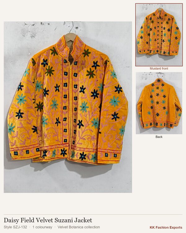 Daisy Field Velvet Suzani Jacket, style SZJ-132, shown in 1 colourways