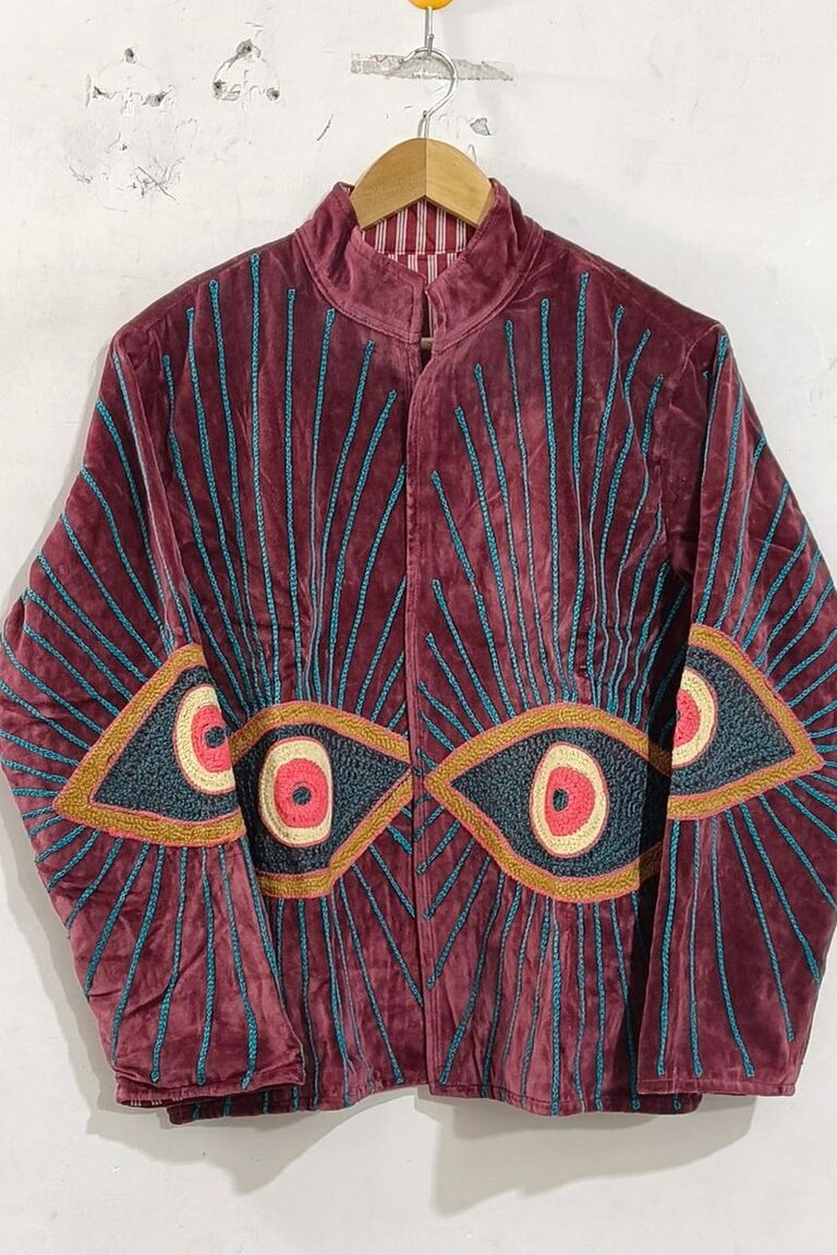 Evil Eye Rays suzani jacket in Wine, style SZJ-121