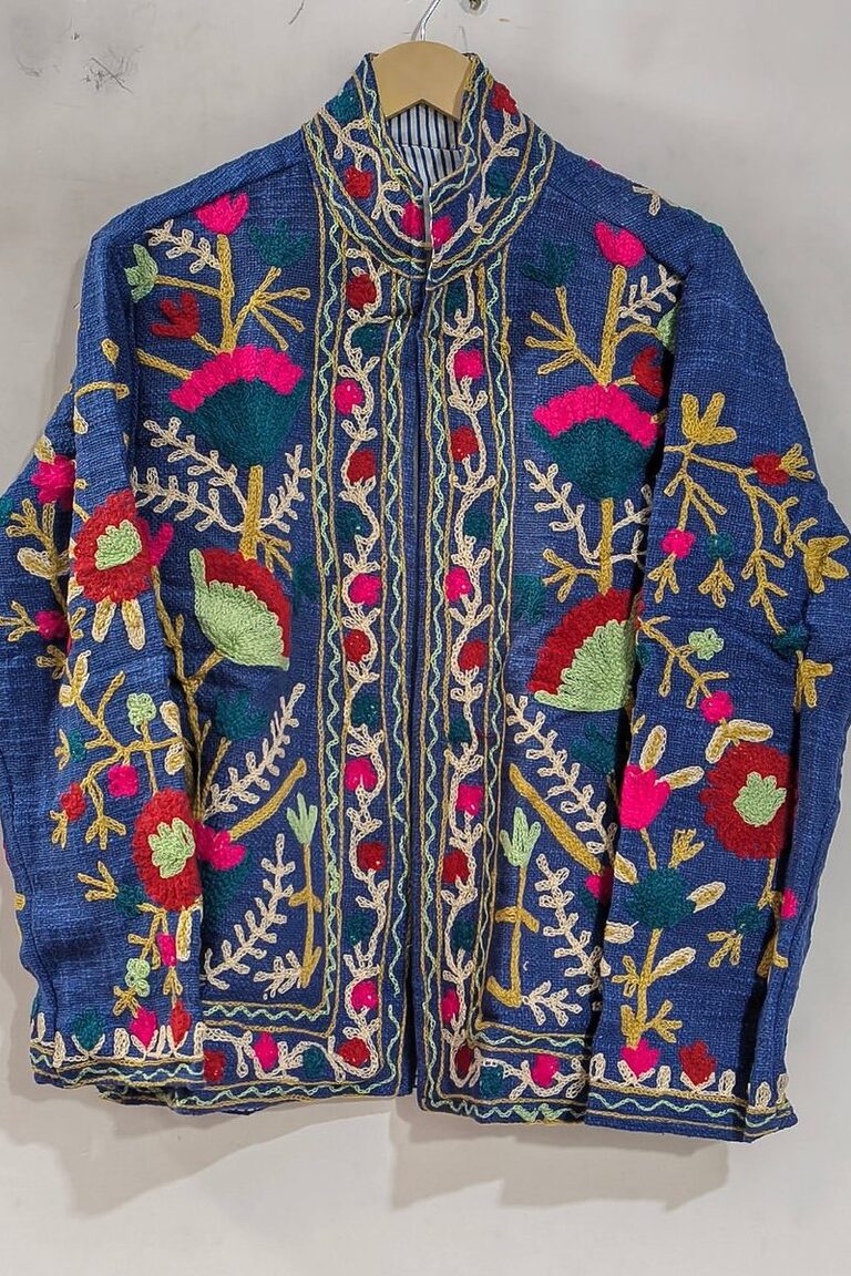 Fan Blossom Tree suzani jacket in Indigo Pink, style SZJ-201