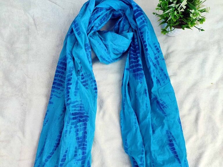 Tie-dye effect printed cotton scarf, made by KK Fashion Exports in Noida, Indie