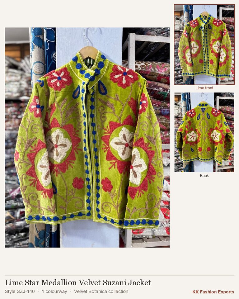 Lime Star Medallion Kadife Suzani Ceket SZJ-140