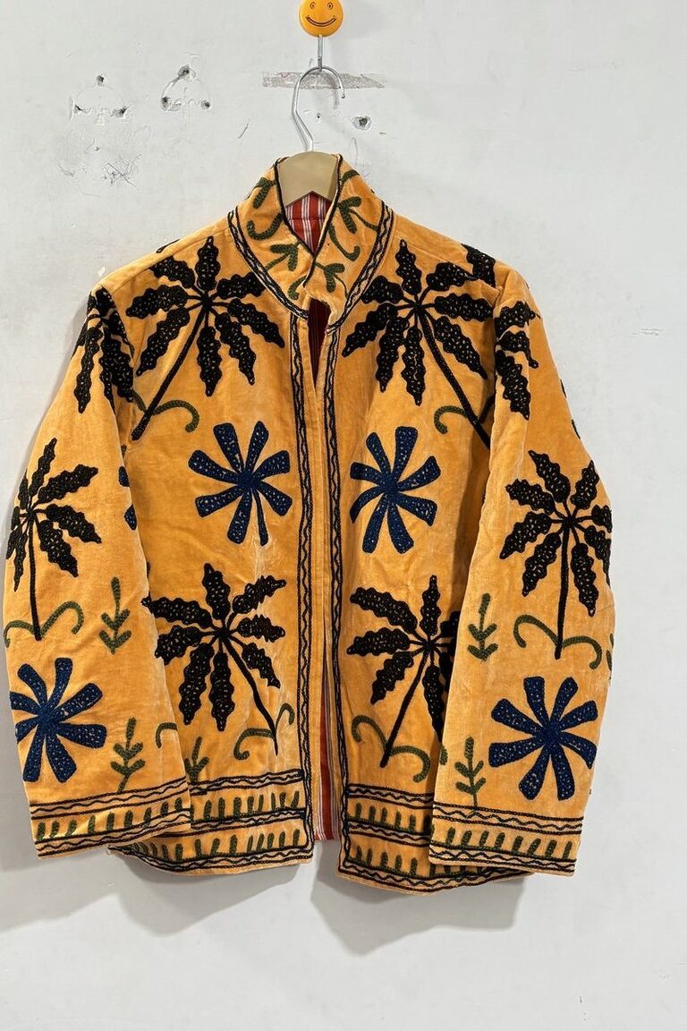 Palm Grove suzani jacket in Mustard, style SZJ-137