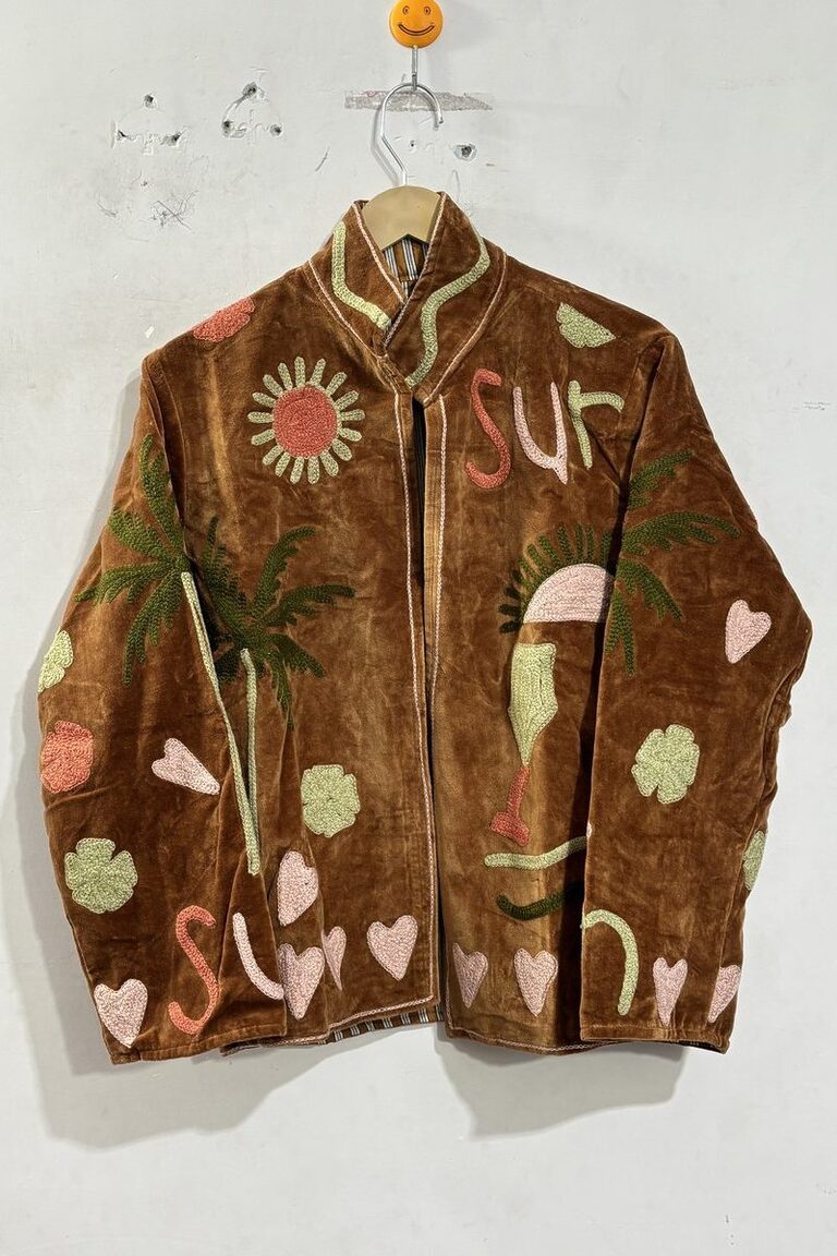 Palm Sunset suzani jacket in Rust, style SZJ-101