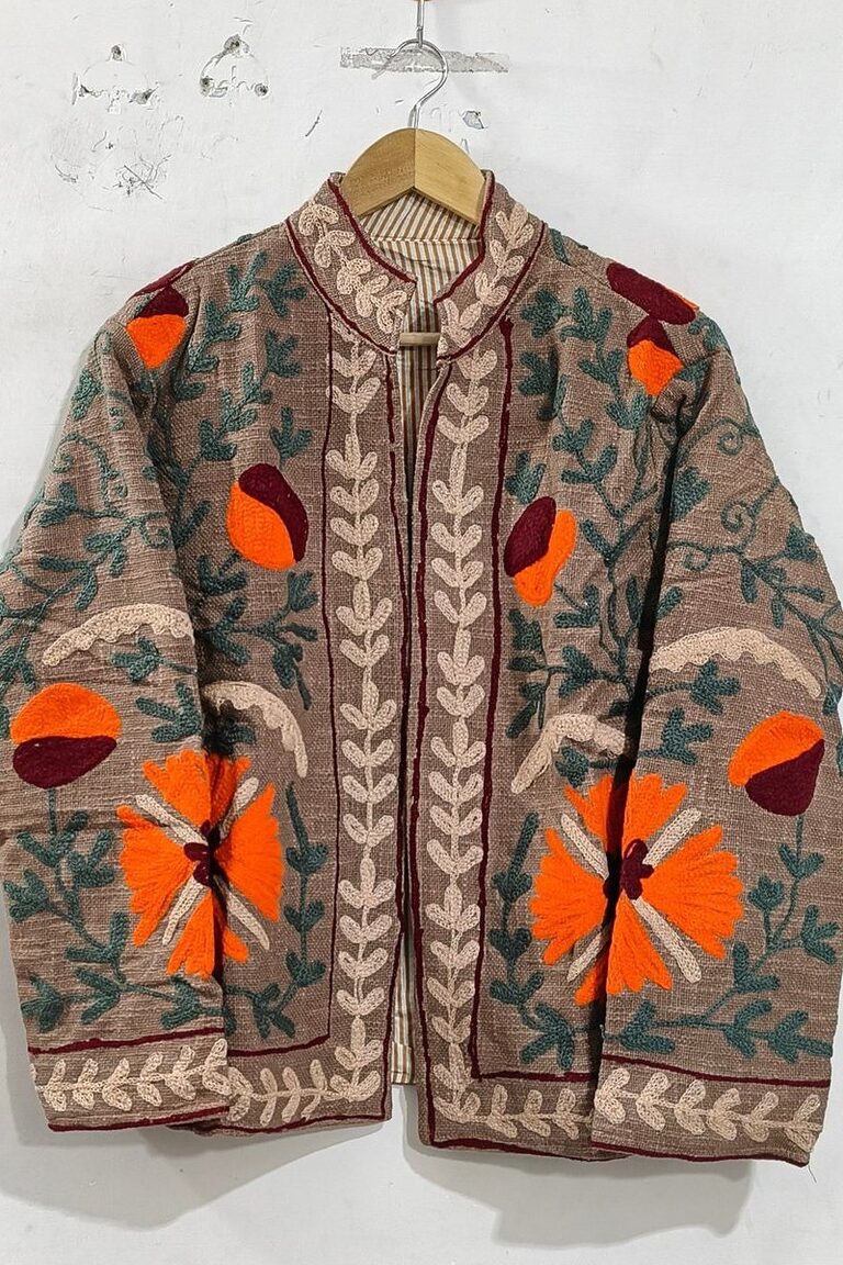 Pop Poppy suzani jacket in Stone Orange, style SZJ-211