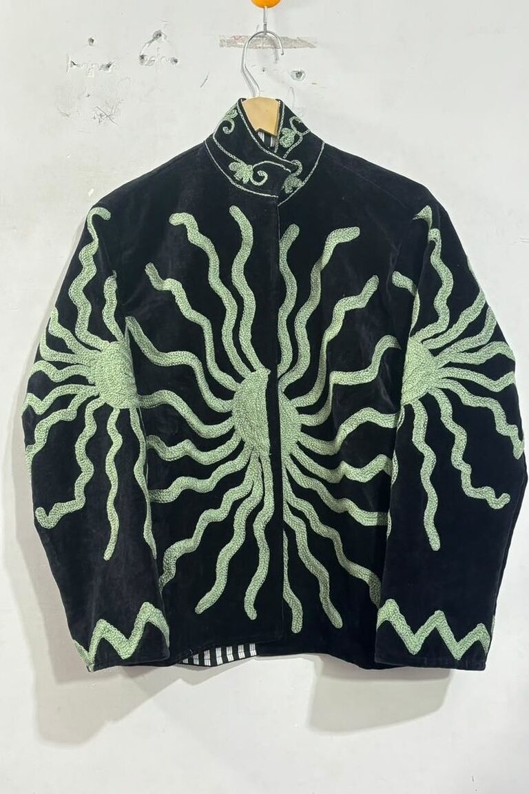 Sunburst suzani jacket in Black Mint, style SZJ-122