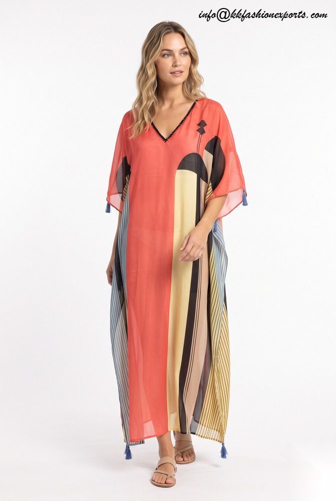 Printed Polyester Satin Long Kaftan PSE2020LK