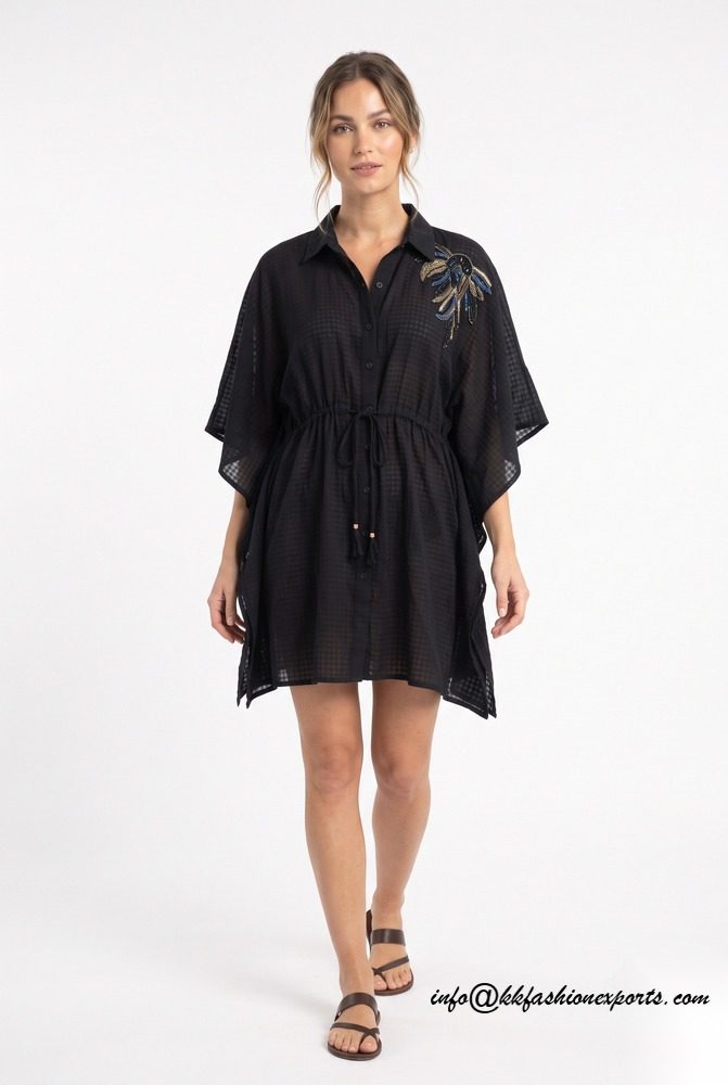 100% Cotton Dobby Kaftan With Embroidery CP1447K